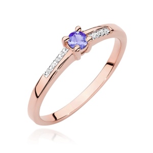 Pierścionek W0258 Tanzanit 0,15ct różowe złoto