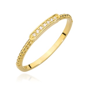 Pierścionek W0606 z diamentami żółte złoto