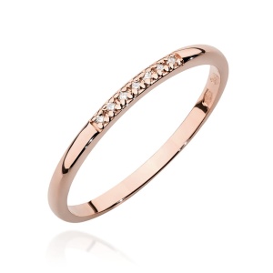 Pierścionek W0607 z diamentami różowe złoto