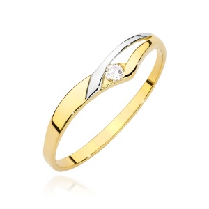Pierścionek W0609 Diament 0,04ct żółte złoto
