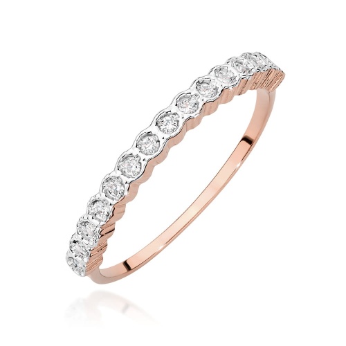 Prsten W0634 s diamanty Růžové zlato