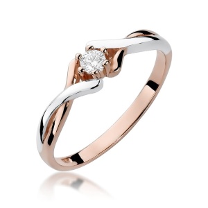 Pierścionek W0190B Diament 0,10ct różowe złoto
