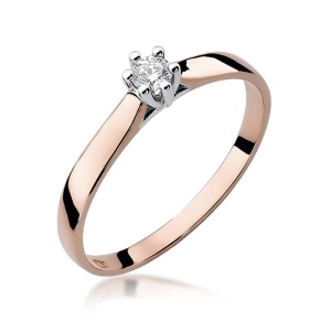 Pierścionek W0222 Diament 0,08ct różowe złoto
