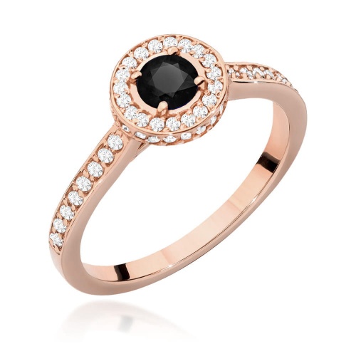 Pierścionek W0559 Czarny Diament 0,30ct różowe złoto