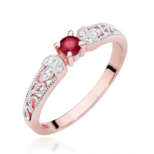 Pierścionek W0411 Rubin 0,15ct różowe złoto