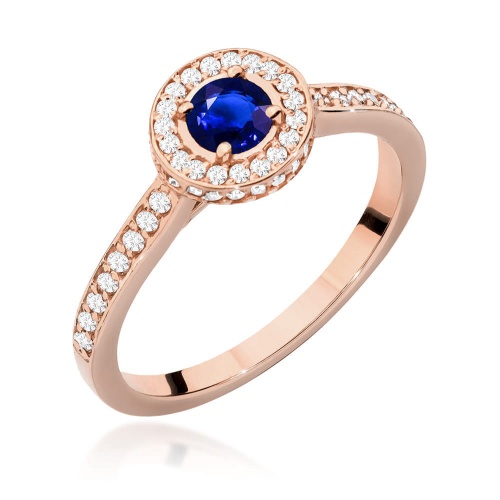 Pierścionek W0559 Szafir 0,30ct różowe złoto
