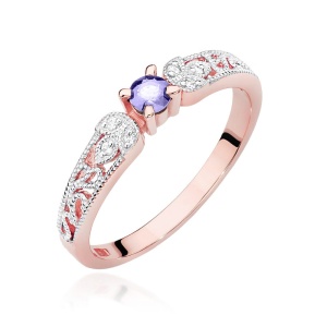 Pierścionek W0411 Tanzanit 0,15ct różowe złoto