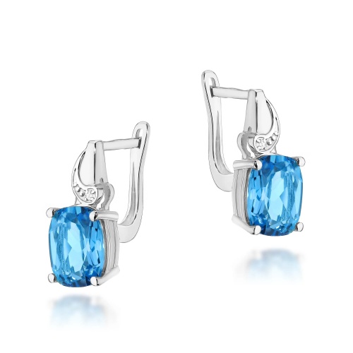 Boucles d’oreilles K0400 Topaze  Swiss 2 x 2,40ct Or blanc
