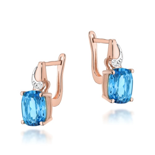 Boucles d’oreilles K0400 Topaze  Swiss 2 x 2,40ct Or rose