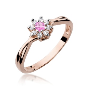 Pierścionek W0072 Różowy Topaz 0,13ct różowe złoto