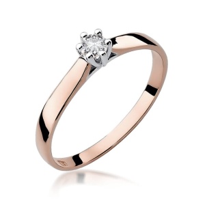 Pierścionek W0222 Diament 0,12ct różowe złoto