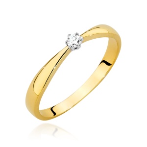 Pierścionek W0501 Diament 0,04ct żółte złoto