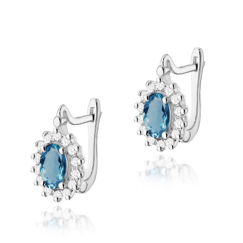 Ohrringe K0182 Topas London Blue 2 x 0,50ct Weißgold