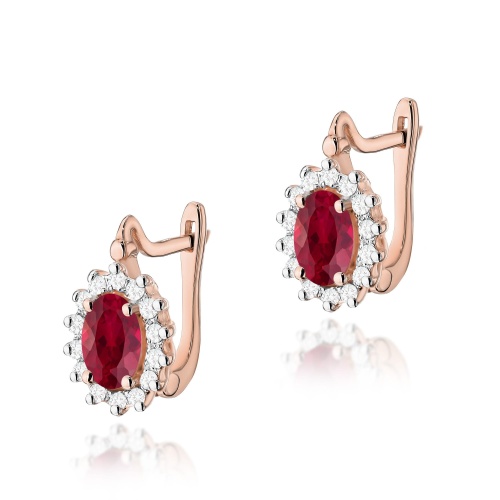 Kolczyki K0182 Rubin 2 x 0,60ct różowe złoto