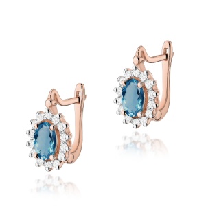 Kolczyki K0182 Topaz London Blue 2 x 0,50ct różowe złoto
