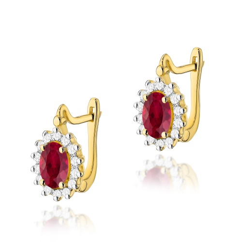 Boucles d’oreilles K0182 Rubis 2 x 0,60ct Or jaune
