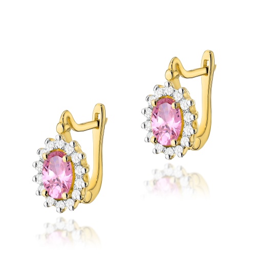 Boucles d’oreilles K0182 Topaze  rose 2 x 0,50ct Or jaune