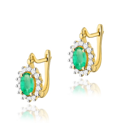 Boucles d’oreilles K0182 Émeraude 2 x 0,40ct Or jaune