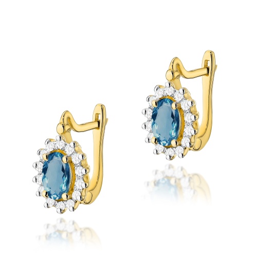 Boucles d’oreilles K0182 Topaze London Blue 2 x 0,50ct Or jaune