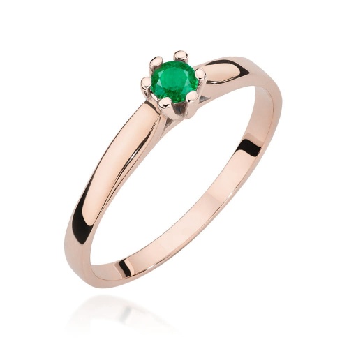 Pierścionek W0222 Szmaragd 0,15ct różowe złoto