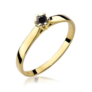 Pierścionek W0222 Czarny Diament 0,12ct żółte złoto