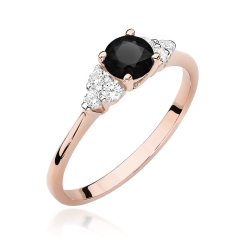 Pierścionek W0451 Czarny Diament 0,50ct różowe złoto