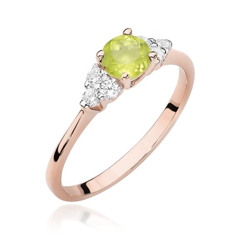 Žiedas W0451 Olivinas 0,60ct Rožinis auksas