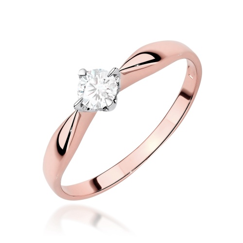 Pierścionek W0171 Diament Laboratoryjny 0,15ct różowe złoto