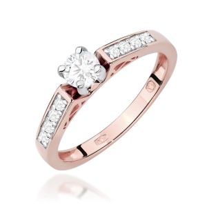 Pierścionek W0198 Diament Laboratoryjny 0,30ct różowe złoto