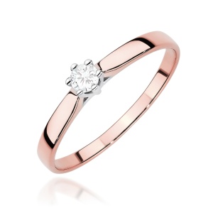 Pierścionek W0222B Diament Laboratoryjny 0,20ct różowe złoto