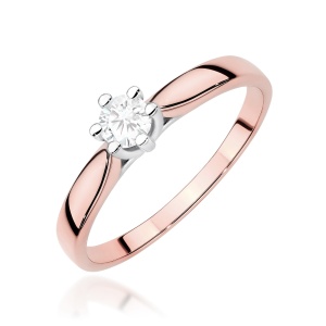 Pierścionek W0222B Diament Laboratoryjny 0,30ct różowe złoto