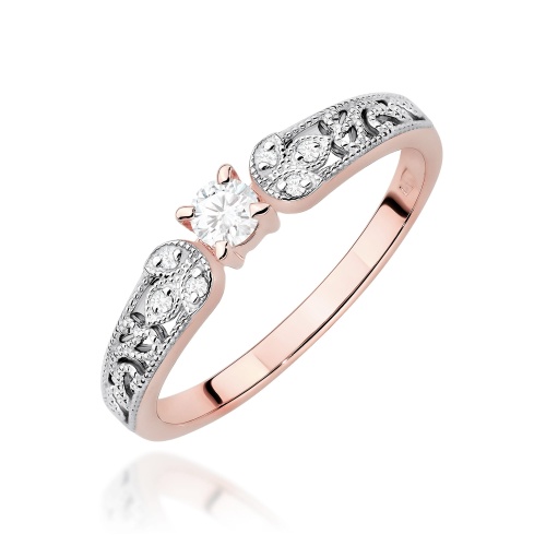 Prsten W0411 Laboratorní diamant 0,10ct Růžové zlato