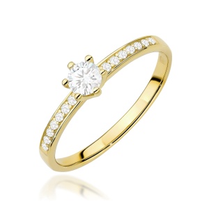 Pierścionek W0459 Diament Laboratoryjny 0,25ct żółte złoto