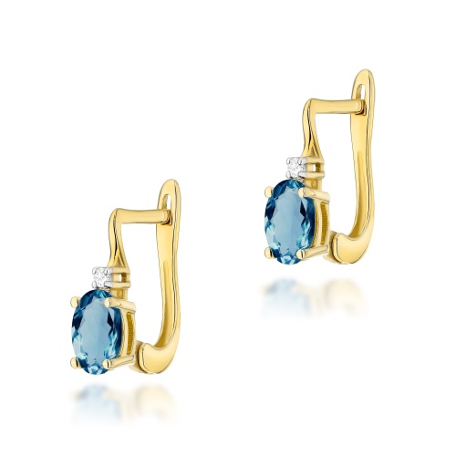 Boucles d’oreilles K0011 Topaze London Blue 2 x 0,50ct Or jaune