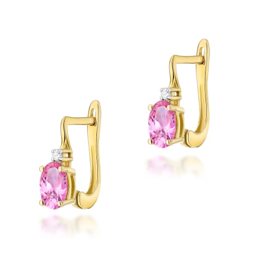 Ohrringe K0011 Rosa Topas 2 x 0,50ct Gelbgold