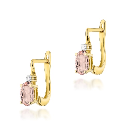 Ohrringe K0011 Morganit 2 x 0,40ct Gelbgold