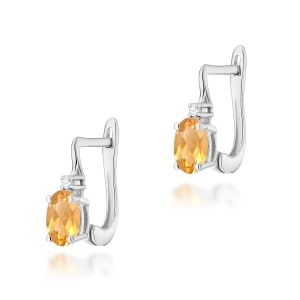 Kolczyki K0011 Cytryn 2 x 0,60ct białe złoto