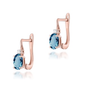 Kolczyki K0011 Topaz London Blue 2 x 0,50ct różowe złoto