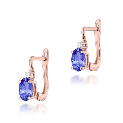 Boucles d’oreilles K0011 Tanzanite 2 x 0,40ct Or rose