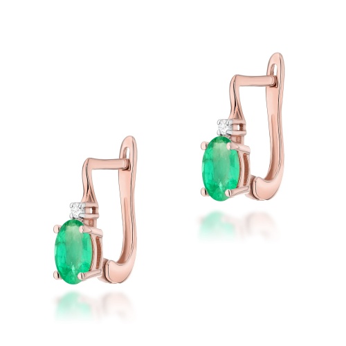 Boucles d’oreilles K0011 Émeraude 2 x 0,40ct Or rose