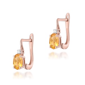 Kolczyki K0011 Cytryn 2 x 0,60ct różowe złoto