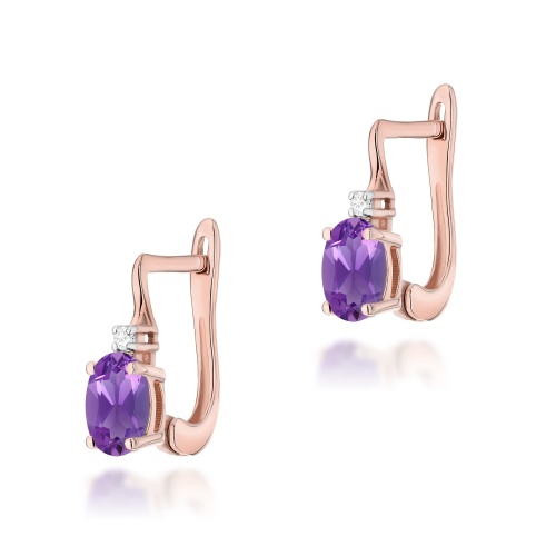 Kolczyki K0011 Ametyst 2 x 0,40ct różowe złoto