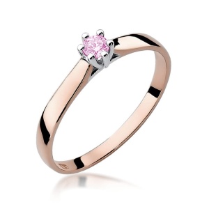 Pierścionek W0222 Topaz Różowy 0,13ct różowe złoto