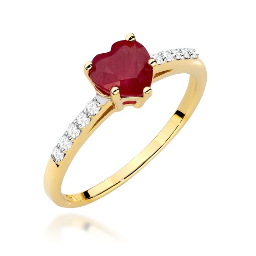Pierścionek W0486 Rubin 1,10ct żółte złoto