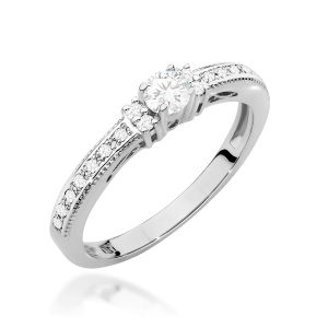 Pierścionek W0201 Diament 0,13ct białe złoto