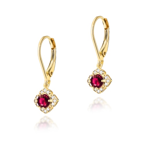 Boucles d’oreilles K0571 Rubis 2 x 0,30ct Or jaune