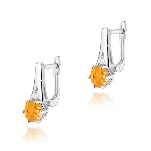 Boucles d’oreilles K0572 Citrine 2 x 0,50ct Or blanc