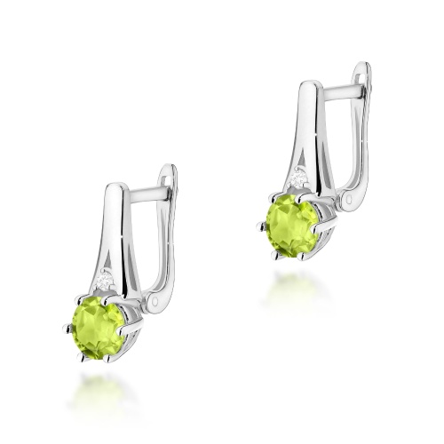 Boucles d’oreilles K0572 Péridot 2 x 0,60ct Or blanc