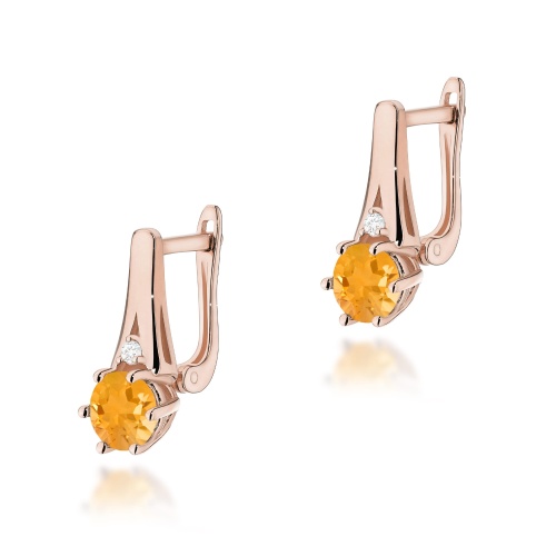 Kolczyki K0572 Cytryn 2 x 0,50ct różowe złoto