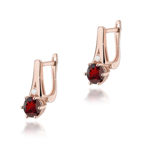 Kolczyki K0572 Granat 2 x 0,50ct różowe złoto
